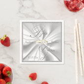 シルバーとホワイト・サテン結婚ズ スタンダードカクテルナプキン (インサイチュ)