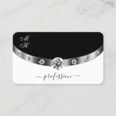 シルバーとホワイト、ダイヤモンドで目を引く 名刺 (正面)