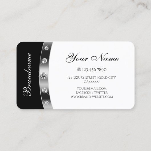 シルバーとホワイト、ダイヤモンドで目を引く 名刺 (裏面)