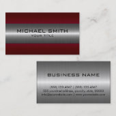 シルバーとマルーンのステンレス鋼の外観 名刺 (正面/裏面)