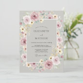 シルバーとモーヴの芍薬の結婚式 招待状 (スタンド正面)