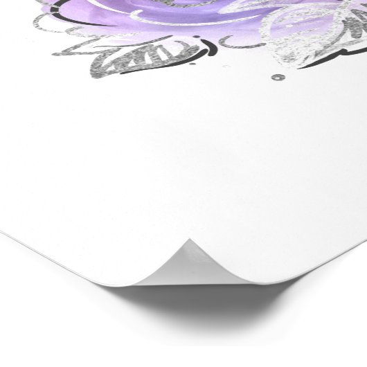 シルバーとライトパープルのバラ歓迎パーティー ポスター (角)