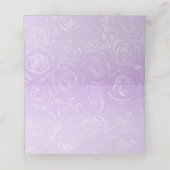 シルバーとライトパープルのローズ エレガント プレイスカード (内部開封)