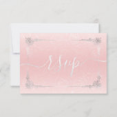 シルバーとライトピンクバラ エレガント 出欠カード (裏面)