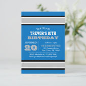 シルバーとライトブルーのチームの誕生日招待状 招待状 (スタンド正面)
