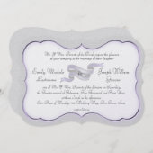 シルバーとラベンダーリボンのバナーとホタテ 招待状 (正面/裏面)