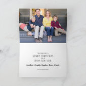 シルバーとレッドクリスマスツリーのホリデーフォトカード シーズンカード (内部)