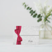 シルバーとレッドボウ座席表 – ウェディングパーティー プレイスカード (スタンド正面)