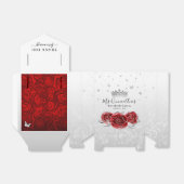シルバーとレッドローズサンキューバースデーパーティー フェイバーボックス (折り畳みなし)