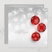 シルバーとレッド・メリー・クリスマス |招待状 招待状 (正面/裏面)