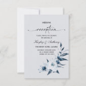 シルバーとロイヤルブルーのレセプション 招待状 (正面)