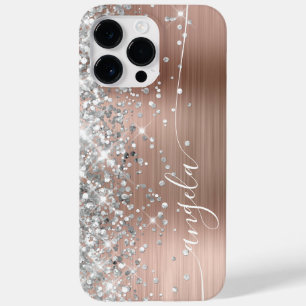 シルバーとローズゴールドのスパンコール入りゴージャスなサイン Case-Mate iPhone 14 PRO MAXケース