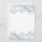 シルバーと埃っぽいブルーの水色のベビー散布 招待状 (裏面)