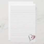 シルバーと赤いハートの文房具（オプションの線あり） 便箋 (正面/裏面)