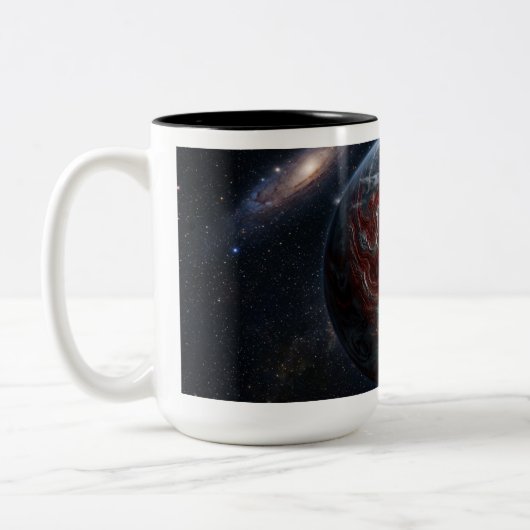 シルバーと赤の惑星 ツートーンマグカップ (左)