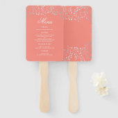 シルバーと赤面の結婚コーラルのメニュー ハンドファン (正面&裏面)