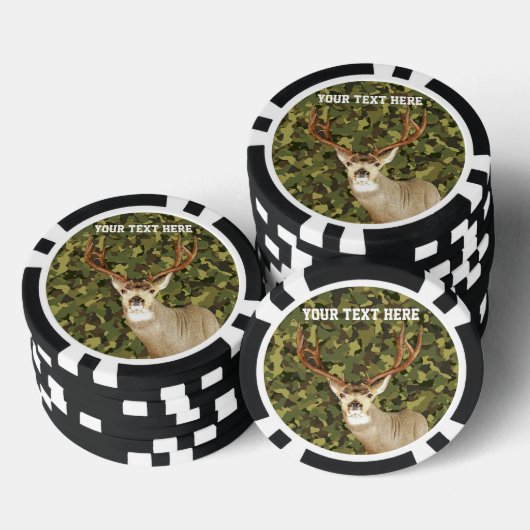 シルバーと迷彩柄ディアー狩りモノグラムスタンカスタムグ ポーカーチップ (積み重ね)