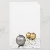 シルバーと金ゴールドのオーナメントとスター 便箋 (正面/裏面)