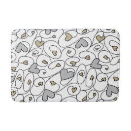 シルバーと金ゴールドのカーリーハート バスマット