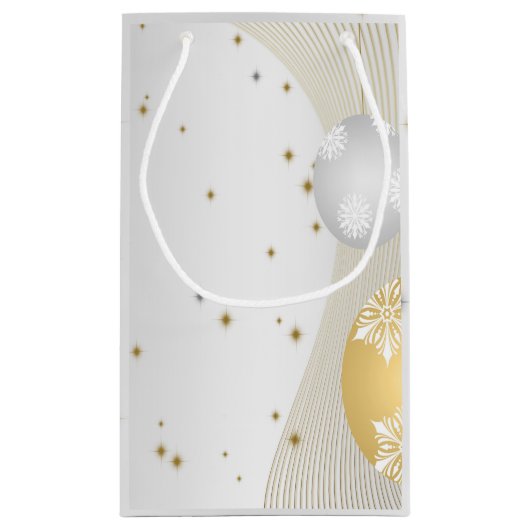 シルバーと金ゴールドのクリスマス スモールペーパーバッグ (裏面)