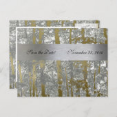 シルバーと金ゴールドのメタリックな木が保存日 案内ポストカード (正面/裏面)