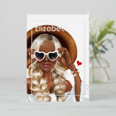 シルバーと金ゴールドの夏の誕生日パーティー 箔招待状 (立ち正面)