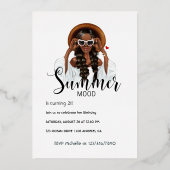 シルバーと金ゴールドの夏の誕生日パーティー 箔招待状 (裏面)