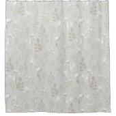 シルバーと金ゴールドの層状花模様 シャワーカーテン (正面)