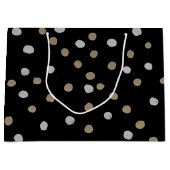 シルバーと金ゴールドの水玉模様 ラージペーパーバッグ (正面)