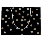 シルバーと金ゴールドの水玉模様 ラージペーパーバッグ (裏面)