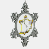 シルバーと金ゴールドの鐘クリスマス スノーフレークピューターオーナメント (左)