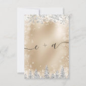 シルバーと金ゴールドの雪の松クリスマスの冬の出欠 出欠カード (裏面)