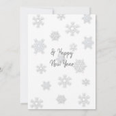 シルバーと金ゴールドの雪片ファミリー写真クリスマス 招待状 (裏面)