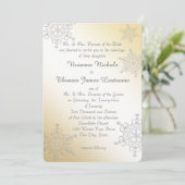 シルバーと金ゴールドの雪結婚片 招待状 (スタンド正面)