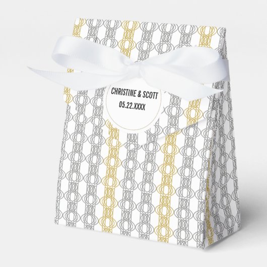 シルバーと金ゴールドエレガントな結婚式用箱 フェイバーボックス (正面サイド)