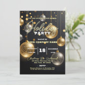 シルバーと金ゴールドオーナメントクリスマスホリデーパーティー 招待状 (スタンド正面)