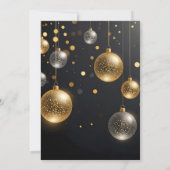 シルバーと金ゴールドオーナメントクリスマスホリデーパーティー 招待状 (裏面)