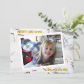 シルバーと金ゴールドクリスマススターフォトホリデー シーズンカード (スタンド正面)