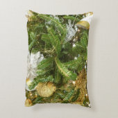 シルバーと金ゴールドクリスマスツリーIホリデー アクセントクッション (裏面(縦))