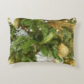 シルバーと金ゴールドクリスマスツリーIホリデー アクセントクッション (裏面)