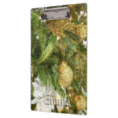 シルバーと金ゴールドクリスマスツリーIホリデー クリップボード (左)