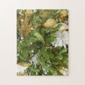 シルバーと金ゴールドクリスマスツリーIホリデー ジグソーパズル (縦)