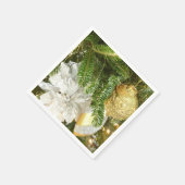 シルバーと金ゴールドクリスマスツリーIホリデー スタンダードカクテルナプキン (角)