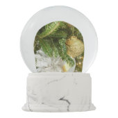 シルバーと金ゴールドクリスマスツリーIホリデー スノーグローブ (裏面)