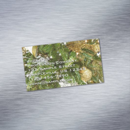 シルバーと金ゴールドクリスマスツリーIホリデー マグネット名刺 (インサイチュ)