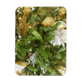 シルバーと金ゴールドクリスマスツリーIホリデー マグネット (縦)