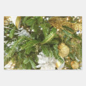シルバーと金ゴールドクリスマスツリーIホリデー ラッピングペーパーシート (正面3)