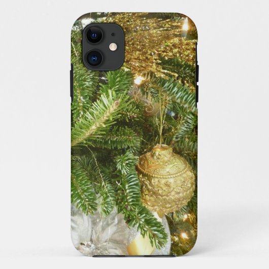 シルバーと金ゴールドクリスマスツリーIホリデー Case-Mate iPhoneケース (裏面)