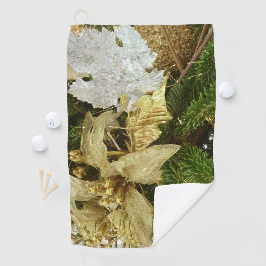 シルバーと金ゴールドクリスマスツリーIIホリデイ ゴルフタオル (インサイチュ)