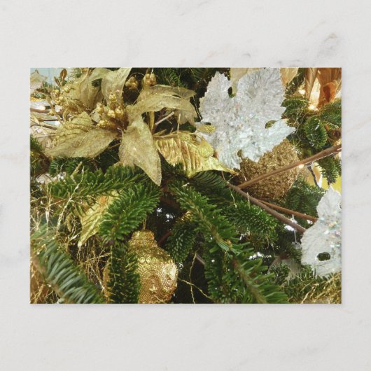 シルバーと金ゴールドクリスマスツリーIIホリデイ シーズンポストカード (正面)